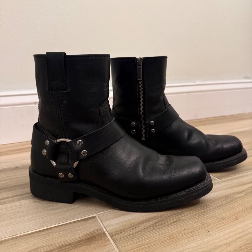 Harley-Davidson El Paso Men Size 8 Black Leather Harness Motorcycle Riding Boots